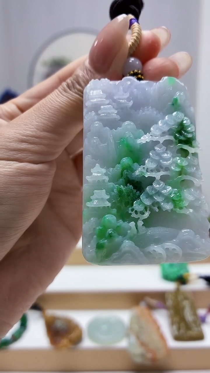 未镶嵌定制翡翠5060MM-毛货挂件91