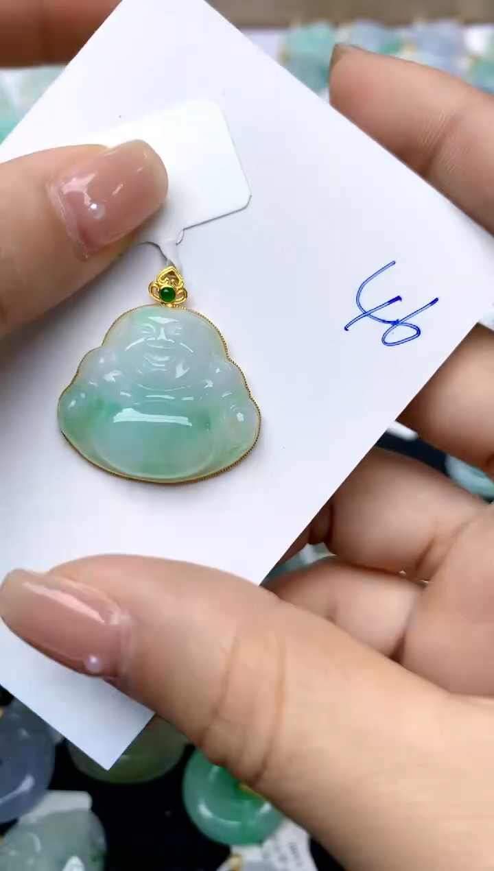 【闪购商品】翡翠颈饰18K金镶嵌天然A货翡翠