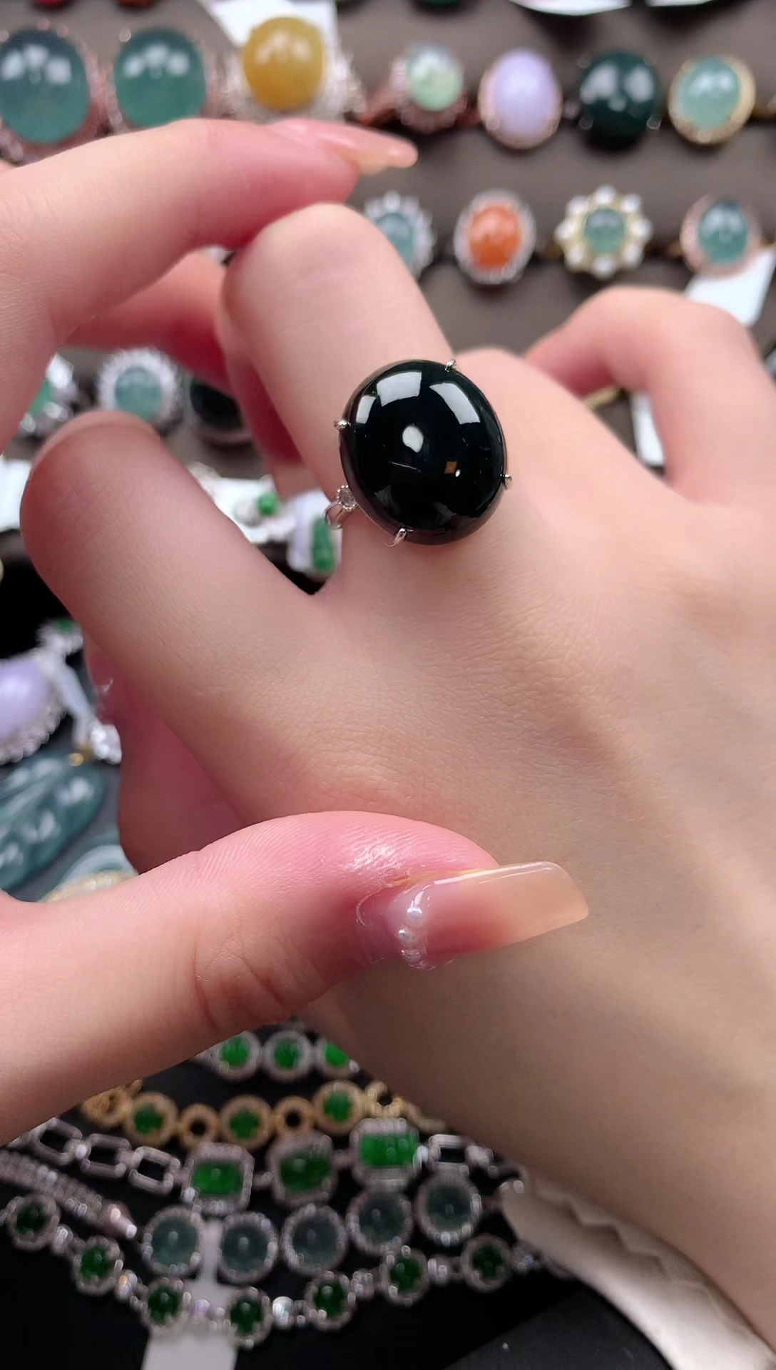 【闪购商品】翡翠戒指银S925镶嵌52141