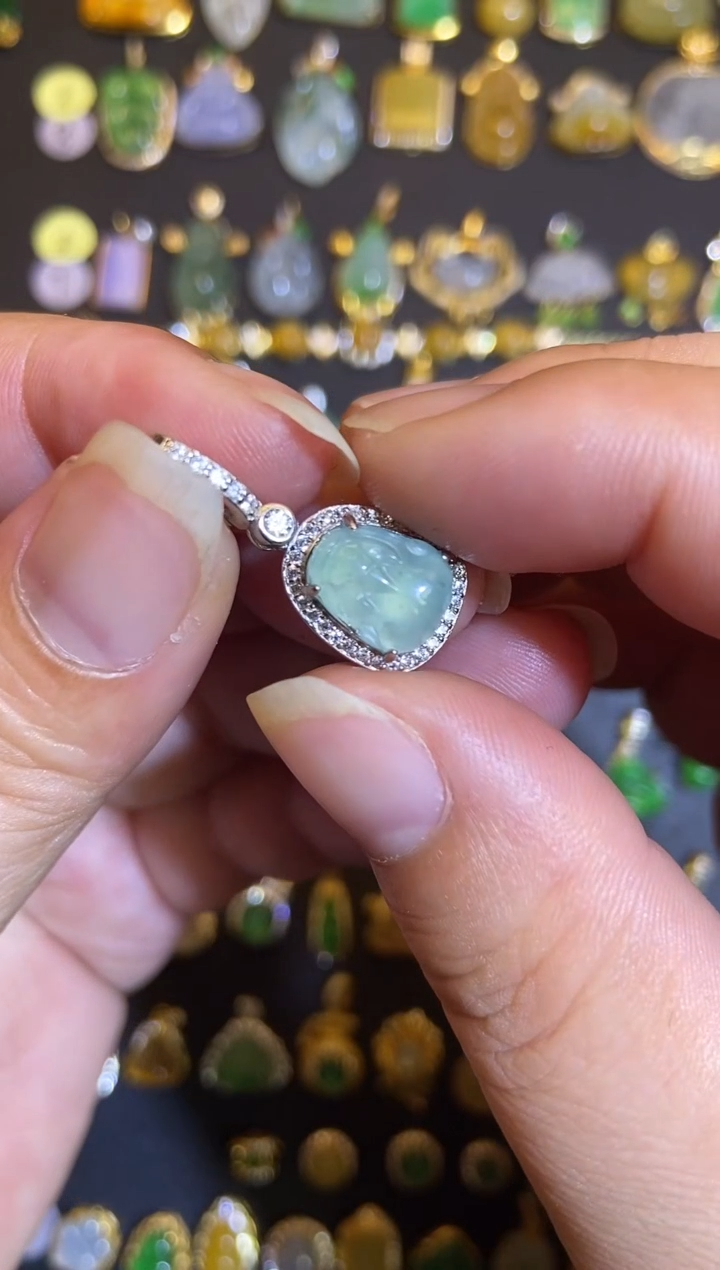 吊坠(不含链)银S925镶嵌翡翠1