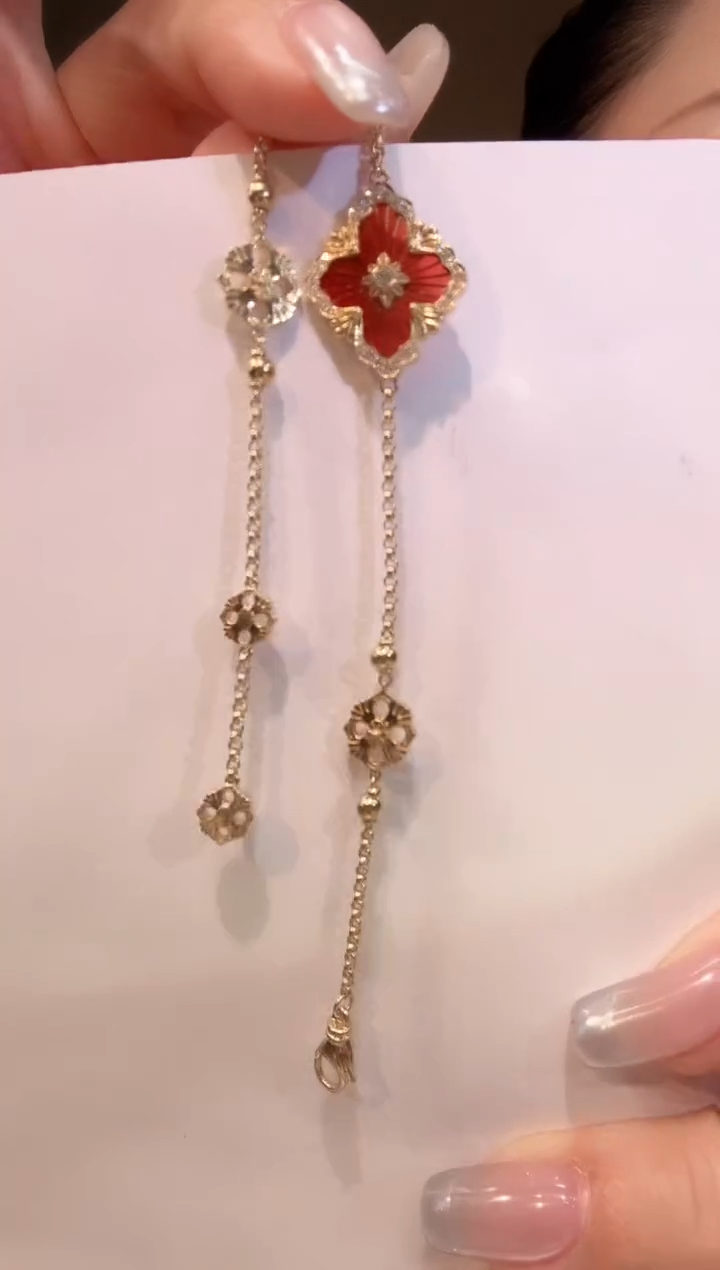 【闪购商品】钻石手链18K金镶嵌红布布手链