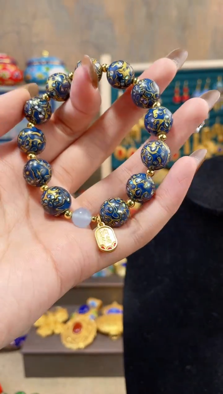 【闪购商品】非遗犀皮漆精品手串深蓝