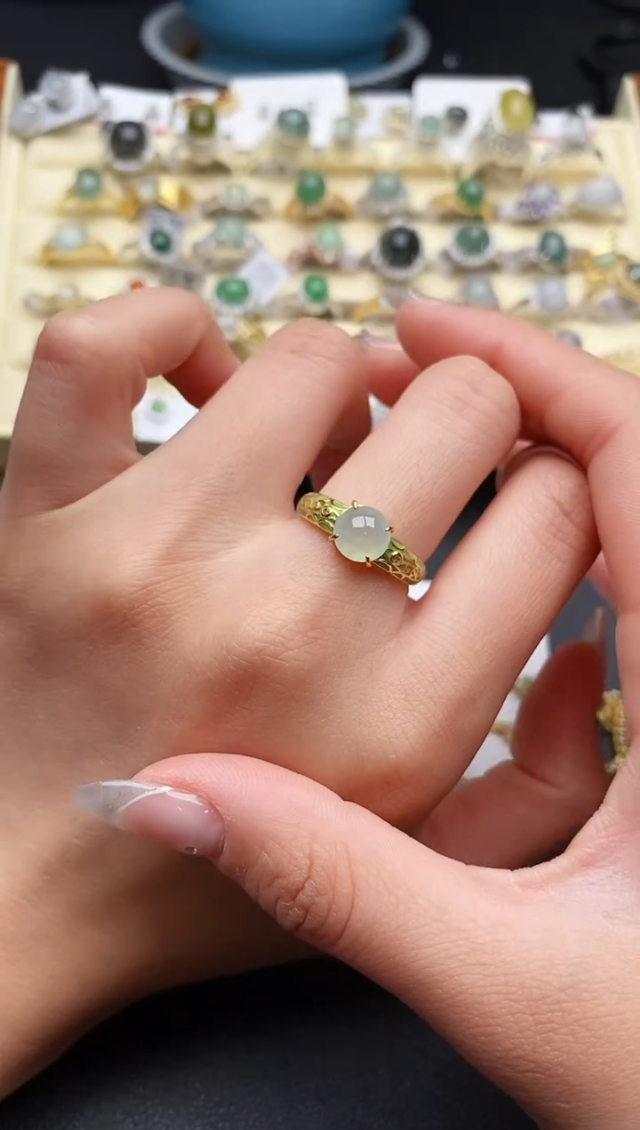 【闪购商品】翡翠戒指银S925镶嵌555555555+2