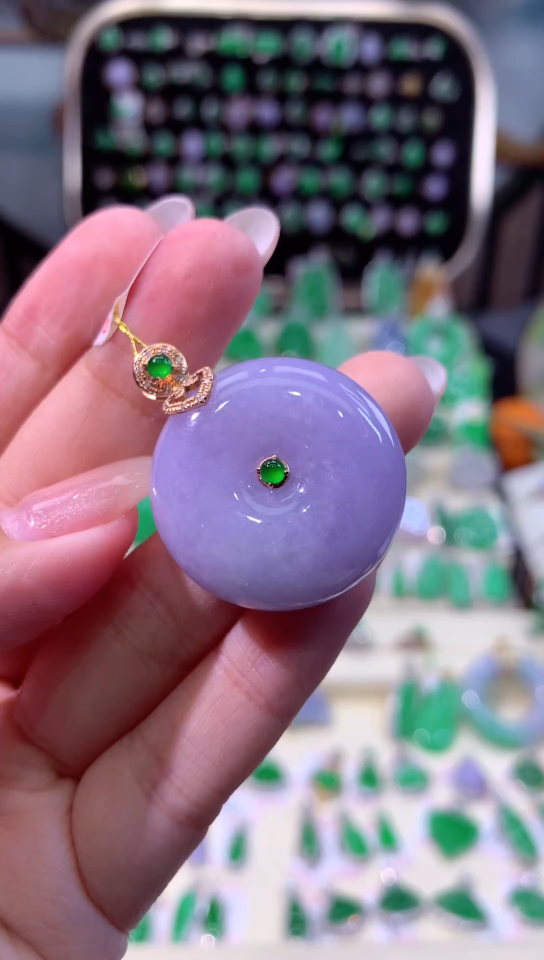 【闪购商品】翡翠颈饰18K金镶嵌缅甸天然A货翡翠