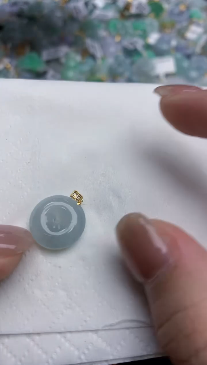 【闪购商品】翡翠颈饰18K金镶嵌天然缅甸翡翠A货