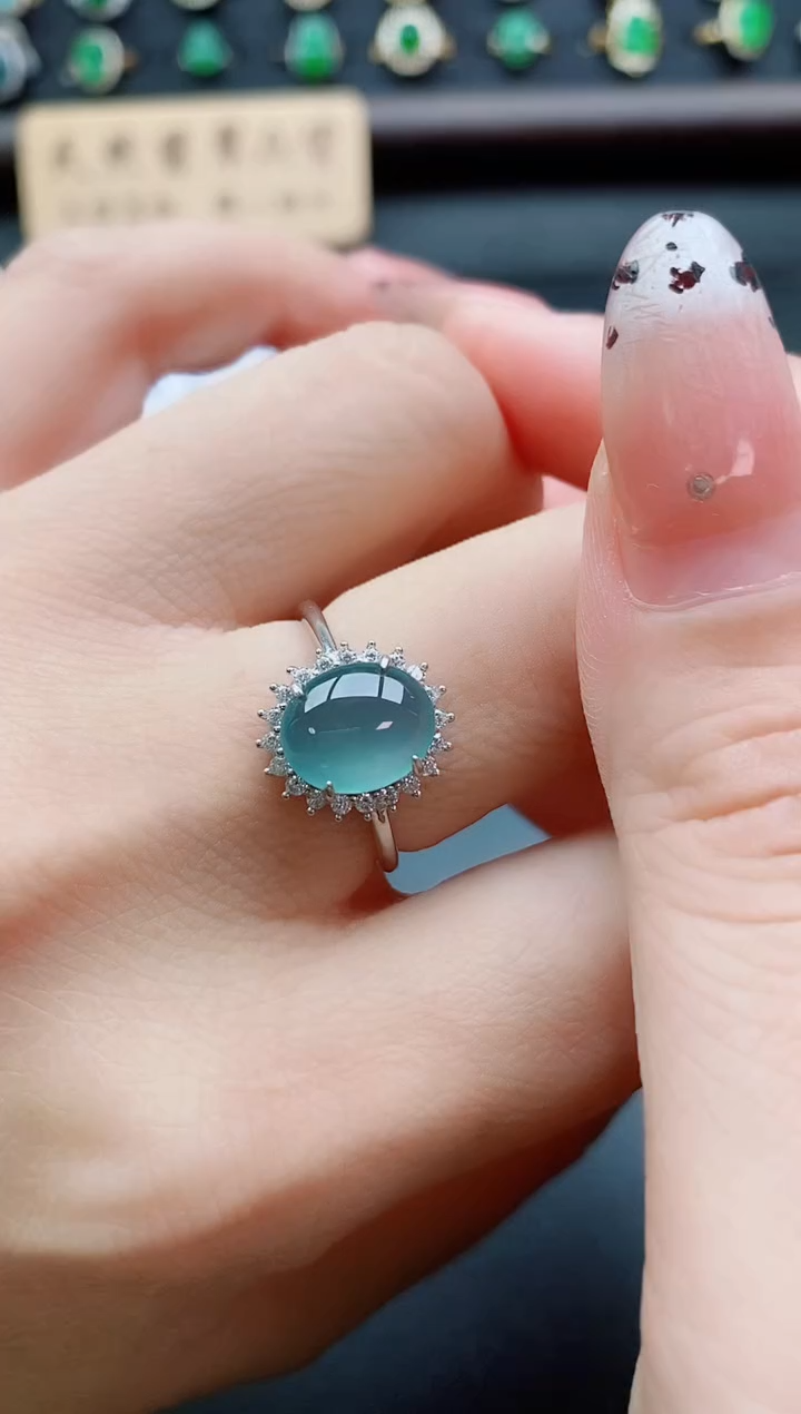 银S925镶嵌戒指翡翠1