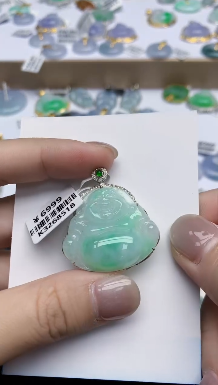 【闪购商品】翡翠颈饰18K金镶嵌天然翡翠A货