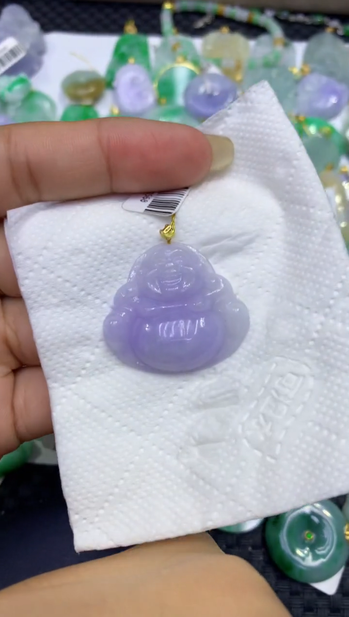 颈饰18K金镶嵌翡翠天然缅甸A货翡翠