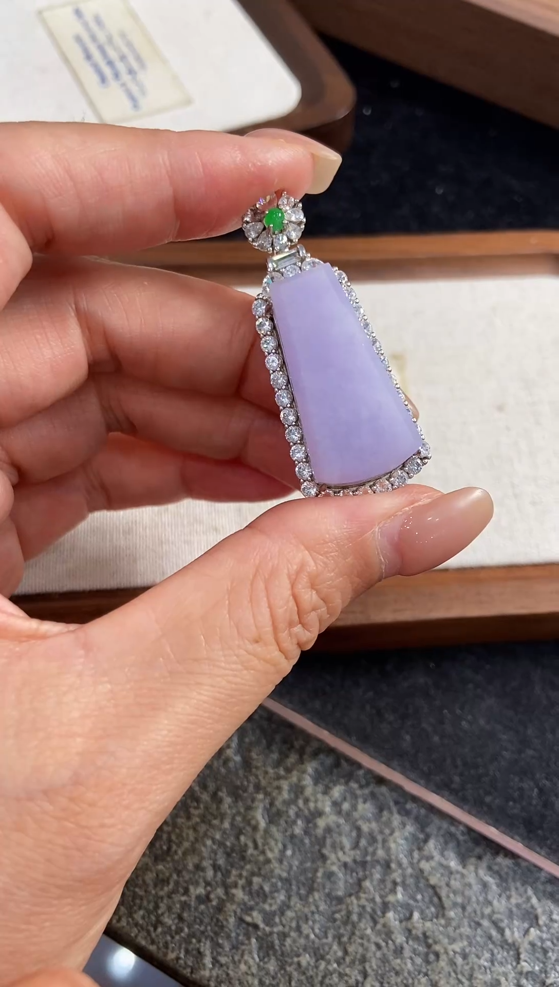 银S925镶嵌挂件翡翠1***棒吊坠