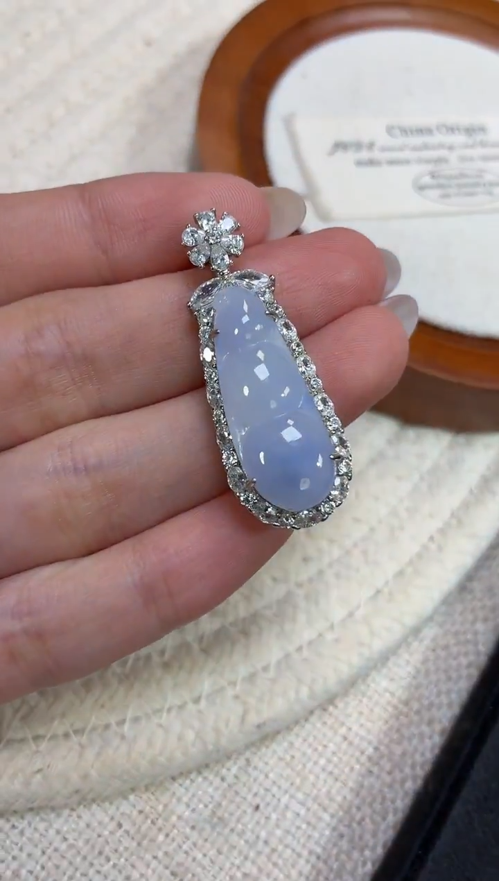 吊坠(不含链)银S925镶嵌翡翠【挽石珠宝】豆子