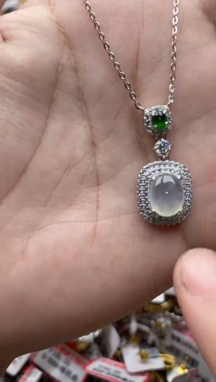 【闪购商品】翡翠戒指银S925镶嵌6666---1