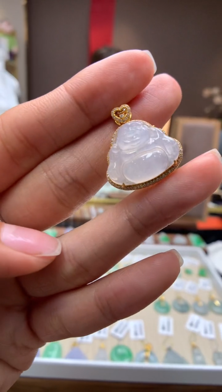 【闪购商品】翡翠颈饰18K金镶嵌佛公