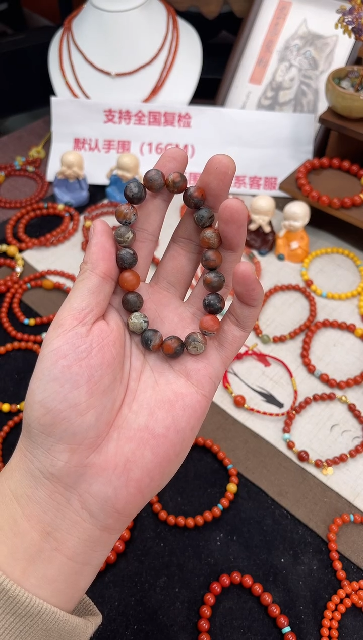 未镶嵌手串南红玛瑙包浆南红单圈素串QF-A472（多样性发一）