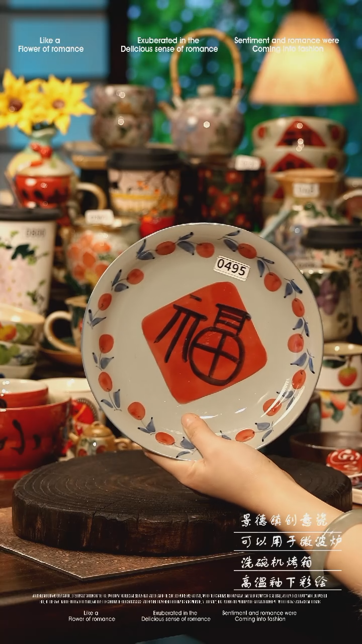 陶瓷景德镇高温釉下彩手工手绘款式@A0495@