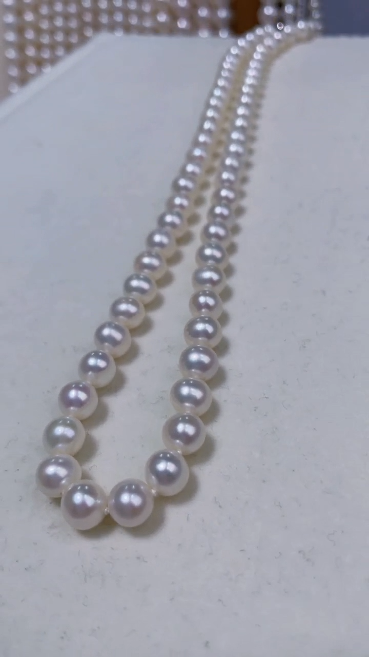 【闪购商品】淡水珍珠项链银S925镶嵌7-7.5MM