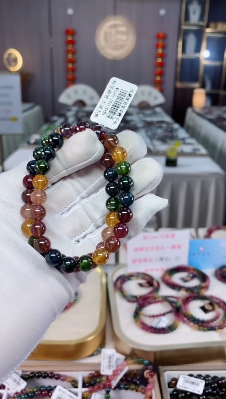 老矿碧玺单圈手串8mm+未镶嵌碧玺（多样性发一条）xion
