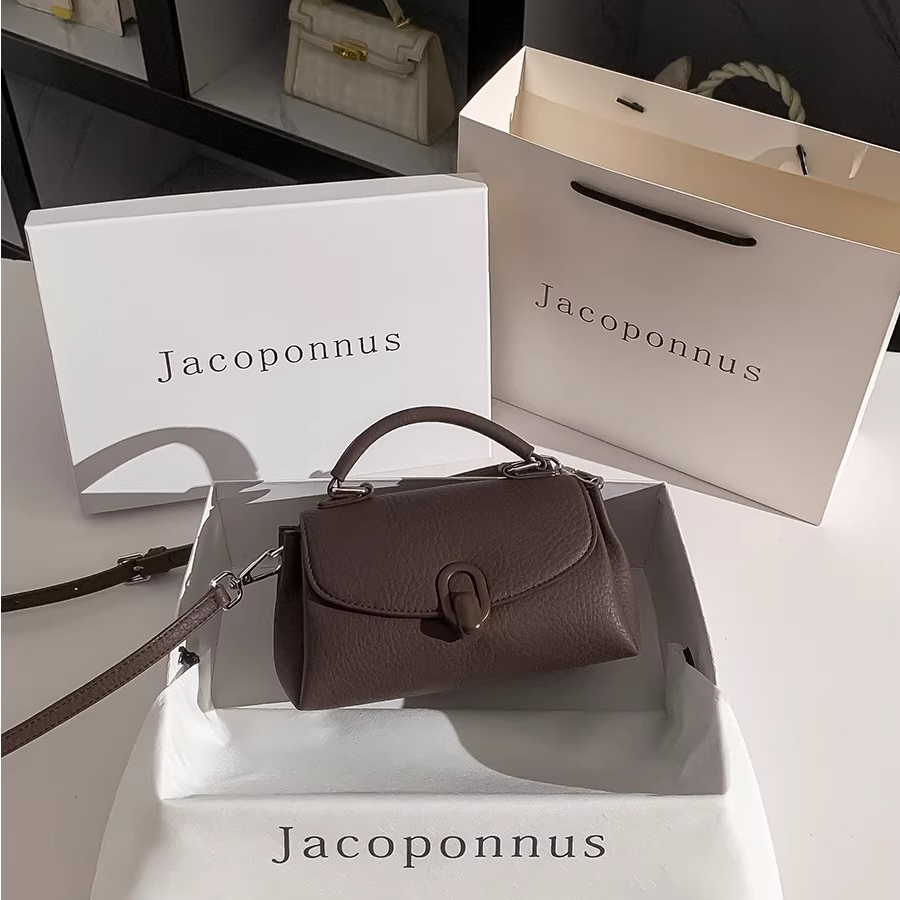 【雅各邦】雅各邦真皮咖啡色女士2025新款轻奢小众贵气高级感手提包