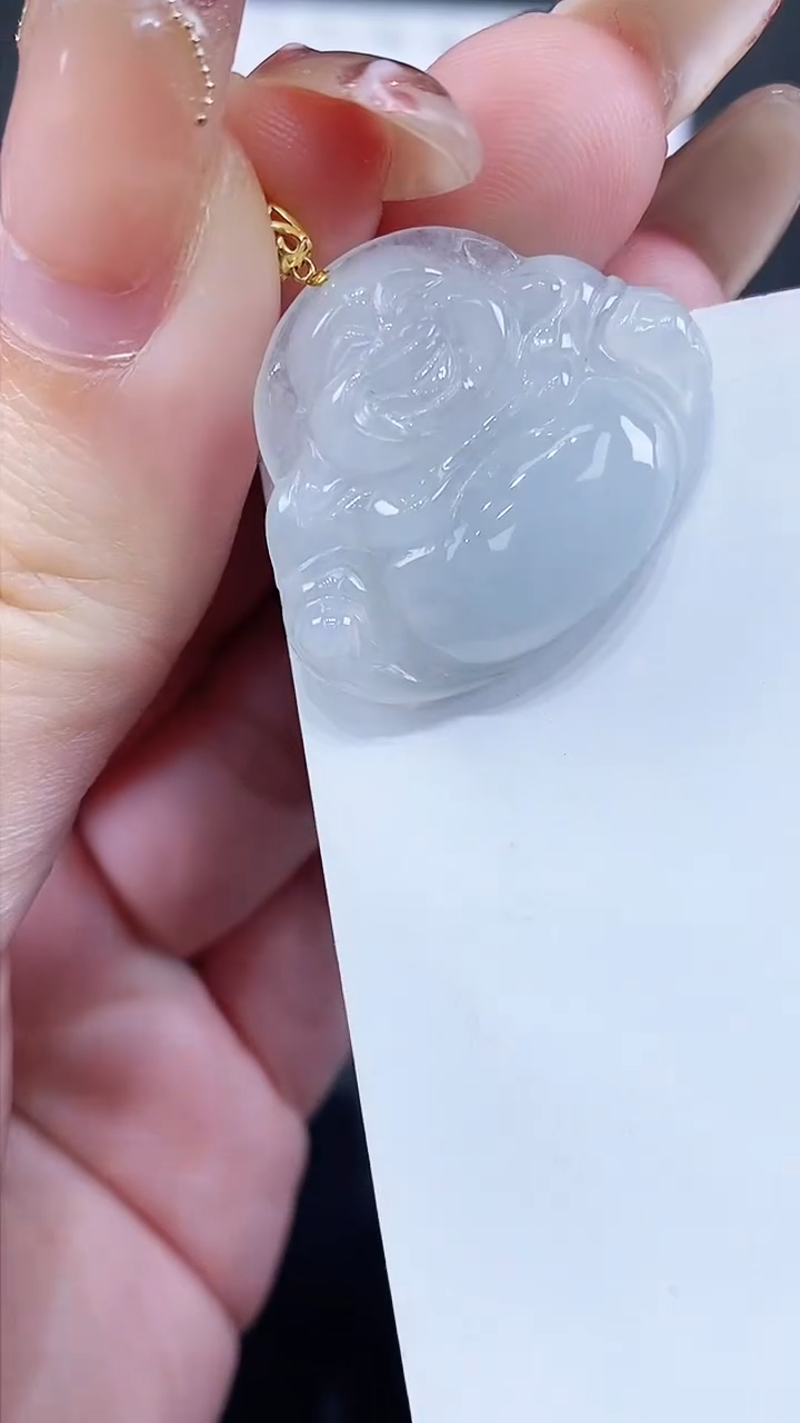 翡翠18K金镶嵌颈饰天然A货翡翠