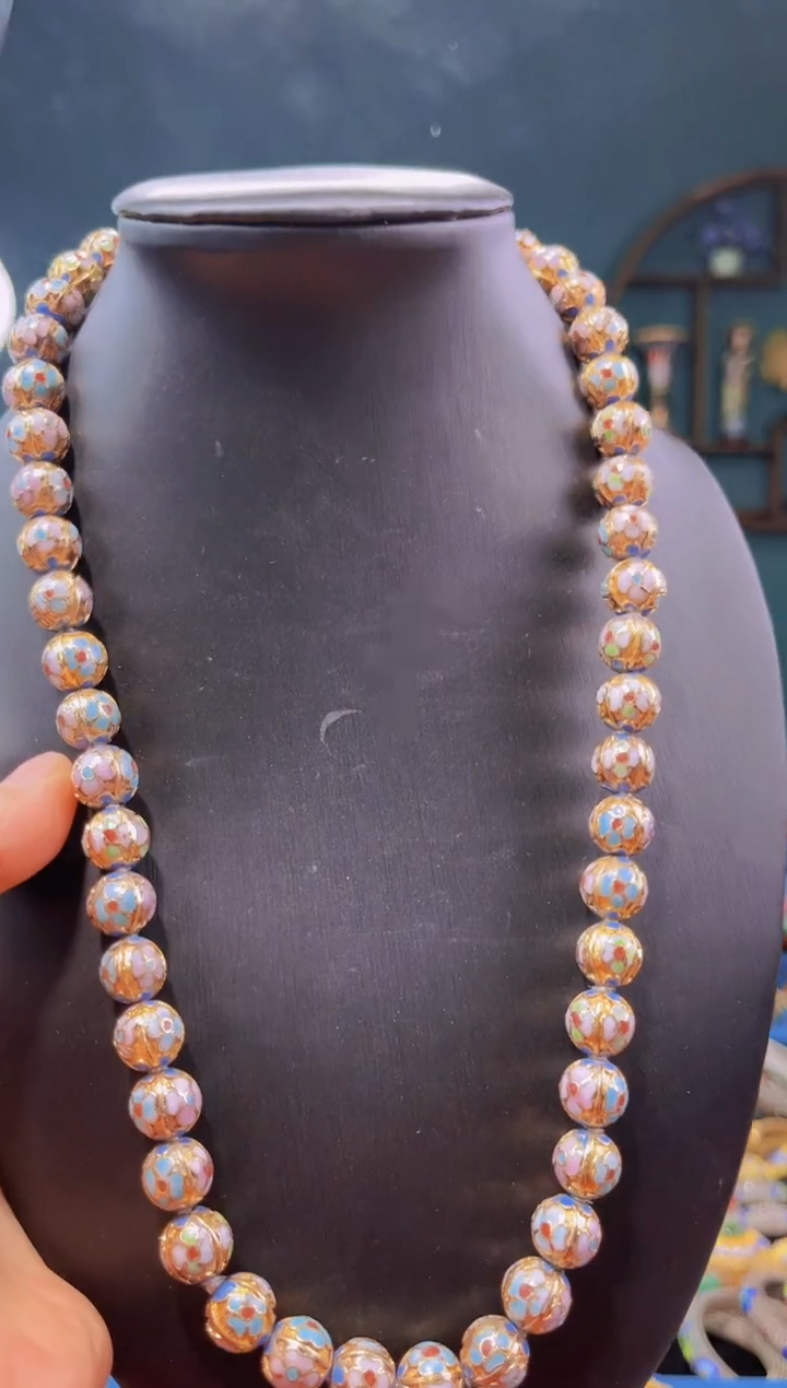 【闪购商品】非遗绝技 景泰蓝金地瓜棱1.0项链