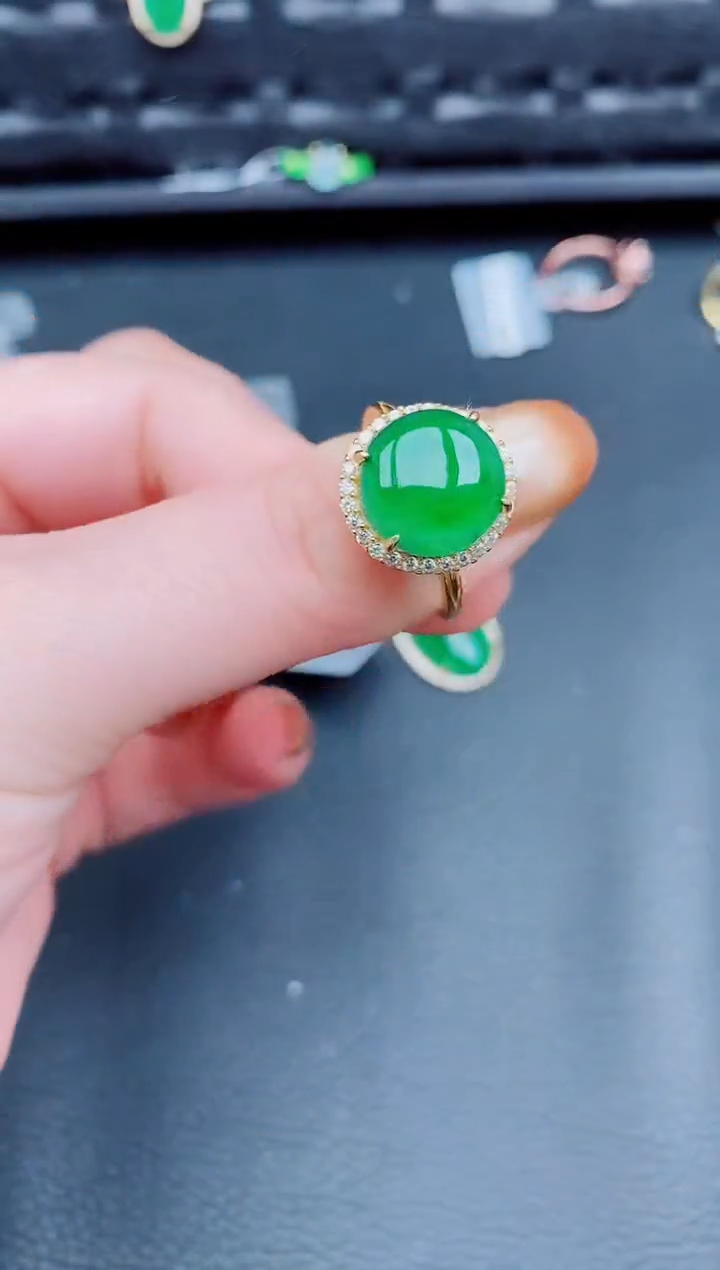 【闪购商品】翡翠戒指银S925镶嵌天然a货翡翠396