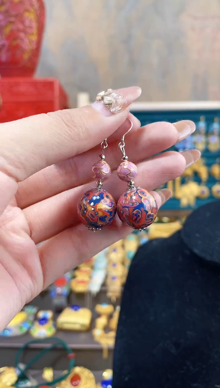【闪购商品】非遗犀皮漆精品耳环粉色