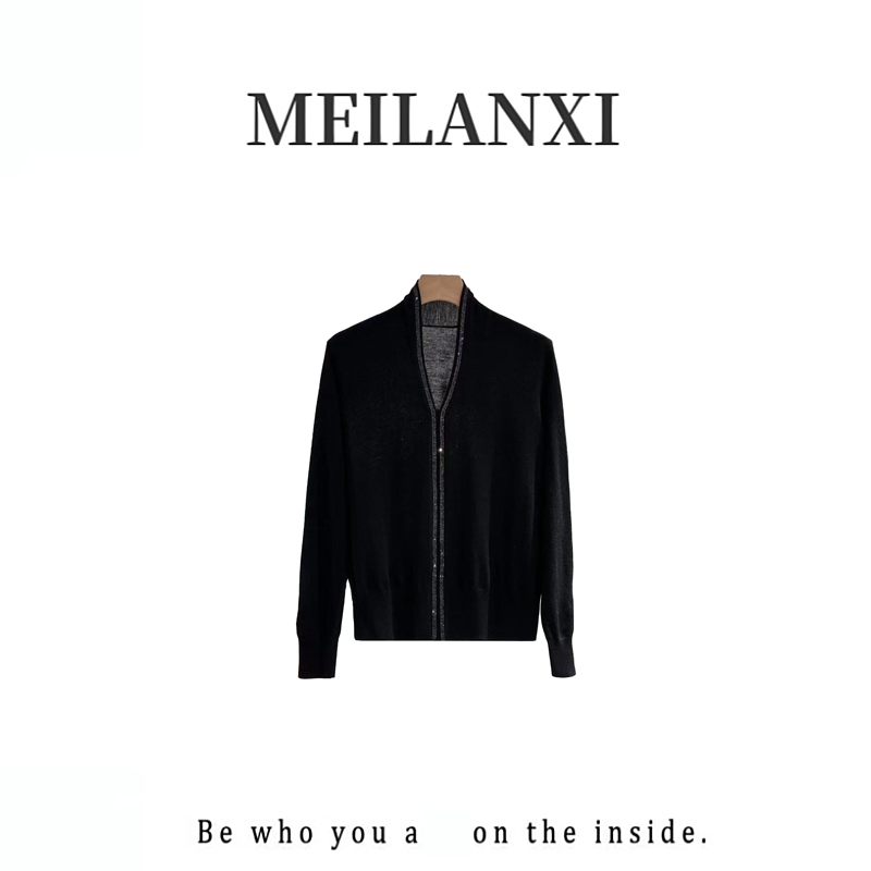 【MEILANXI】【钻芒逸衫】25早秋新款桑蚕丝绵羊毛轻奢长袖女款针织衫
