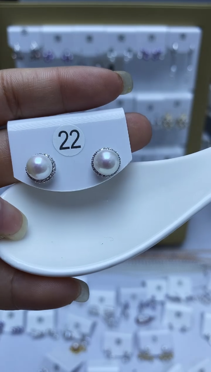 银S925镶嵌耳饰淡水珍珠22