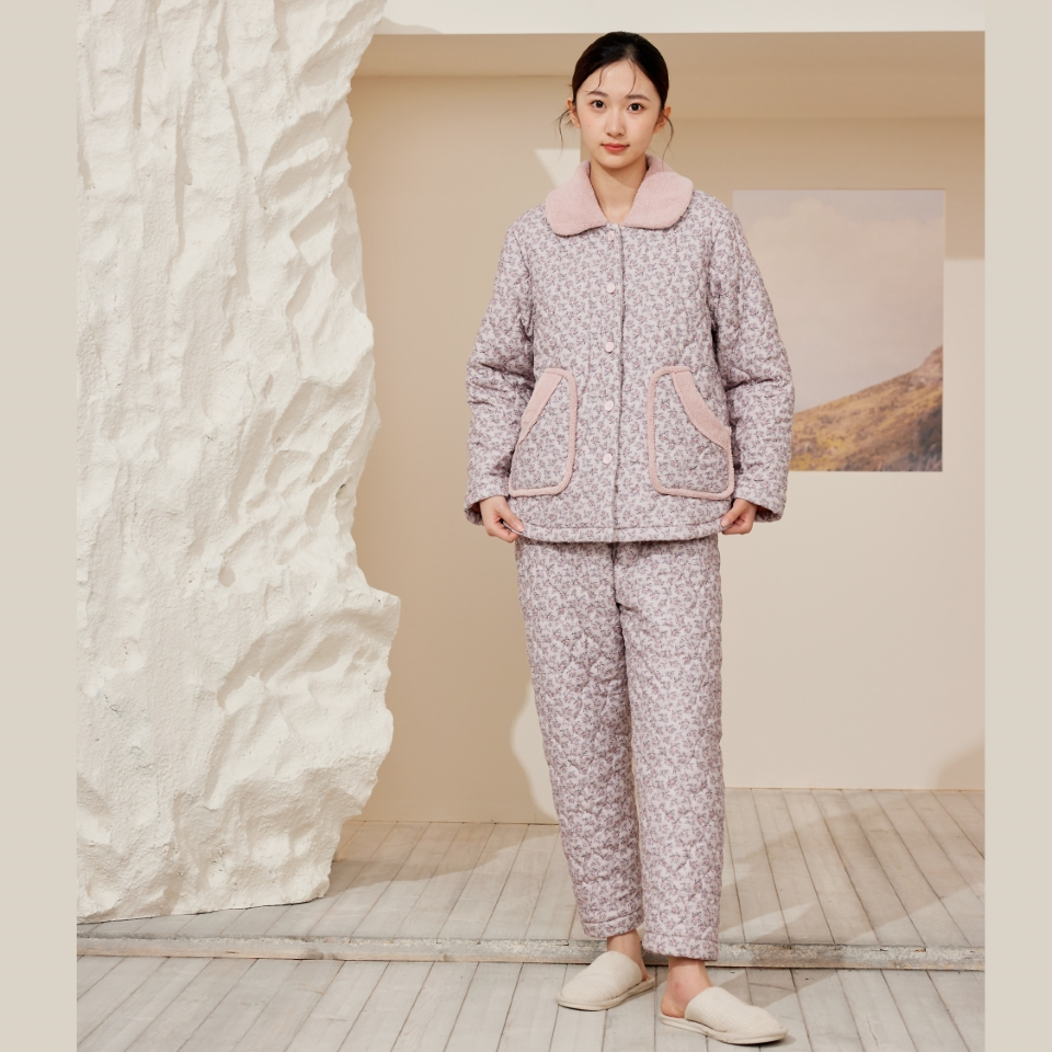 flossy弗劳思女士冬季加绒三层加厚保暖时尚家居服套装CQ241