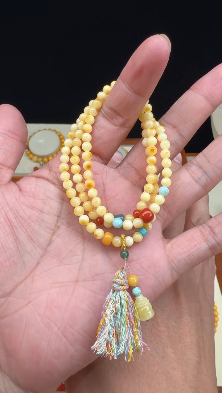 【闪购商品】蜜蜡手链未镶嵌白花蜡