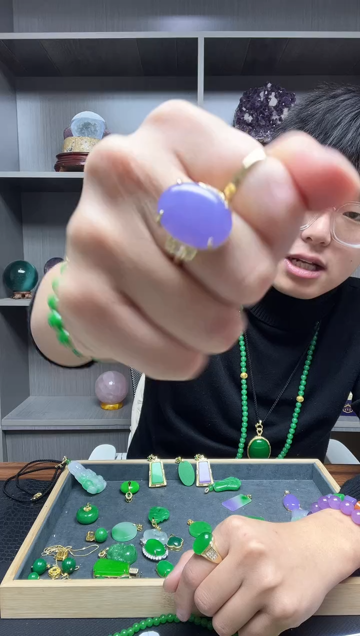 【闪购商品】翡翠戒指14K金镶嵌戒指