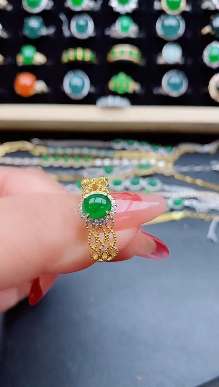 【闪购商品】翡翠戒指银S925镶嵌508005