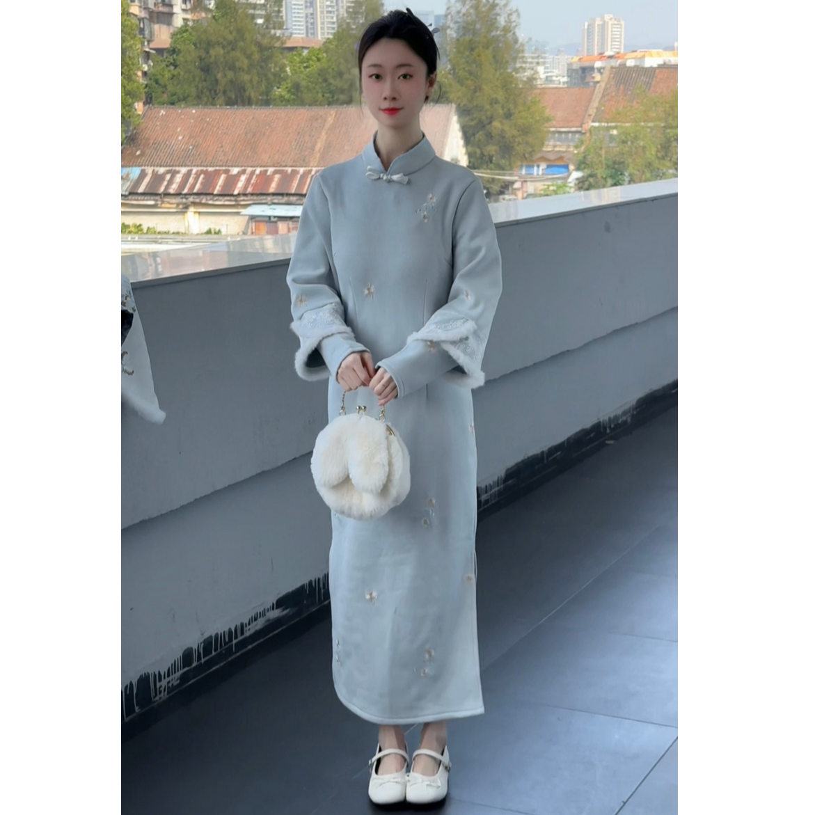 【C04】新中式国加绒旗袍温柔小个子显瘦连衣裙