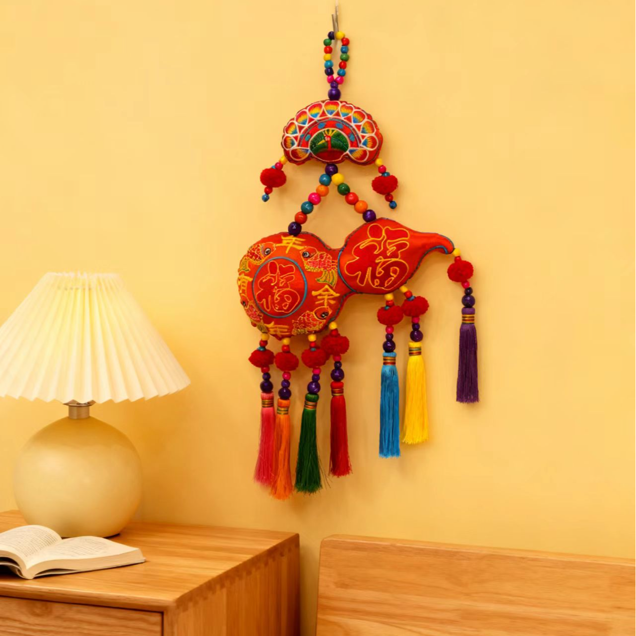 云南传统刺绣吉祥如意孤品居家壁饰挂件