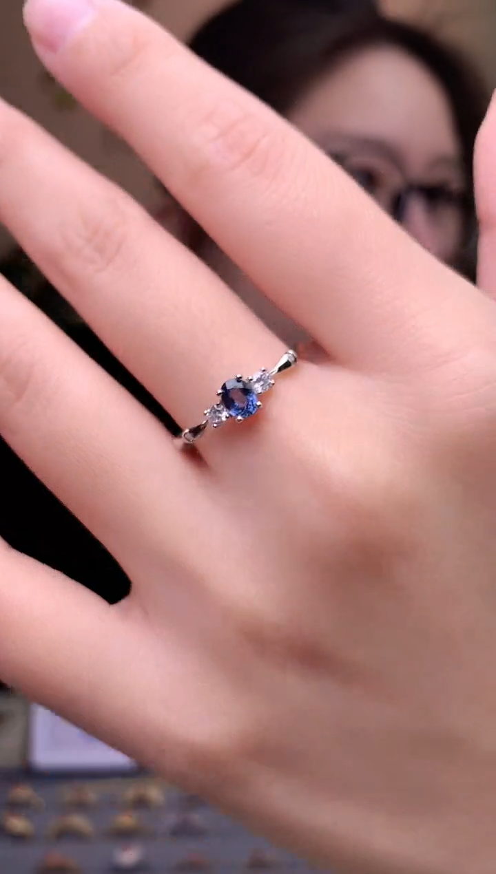 【闪购商品】蓝宝石戒指银S925镶嵌戒指