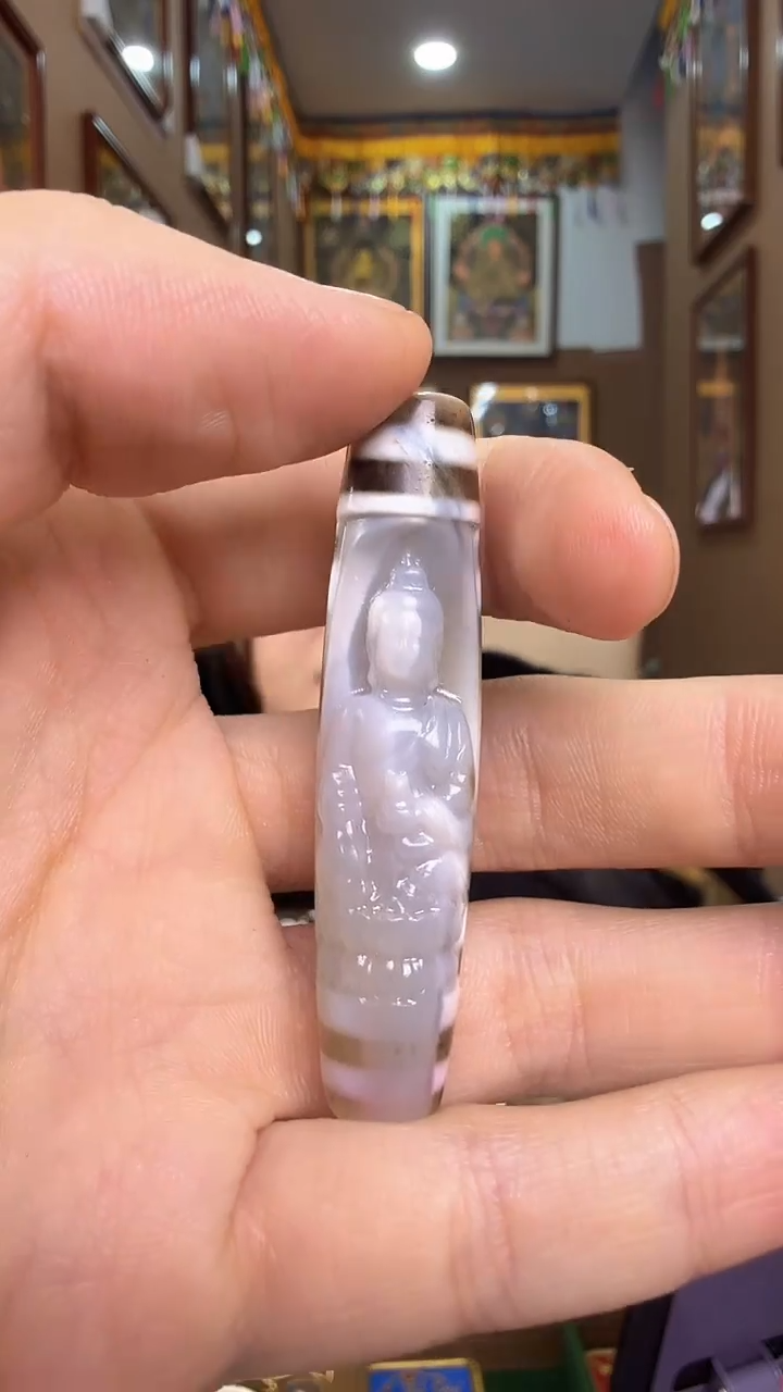 吊坠天珠药师-纯手绘唐卡