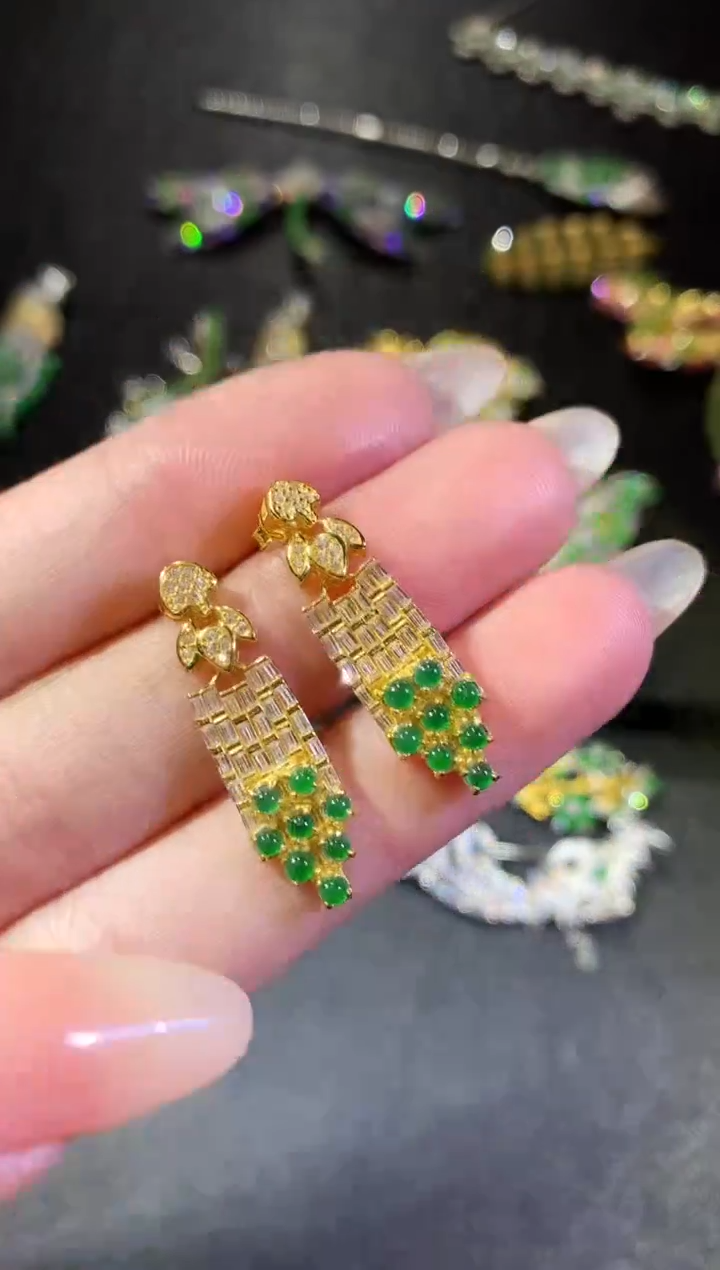 【闪购商品】翡翠耳饰银S925镶嵌206耳饰（多样性发货一件