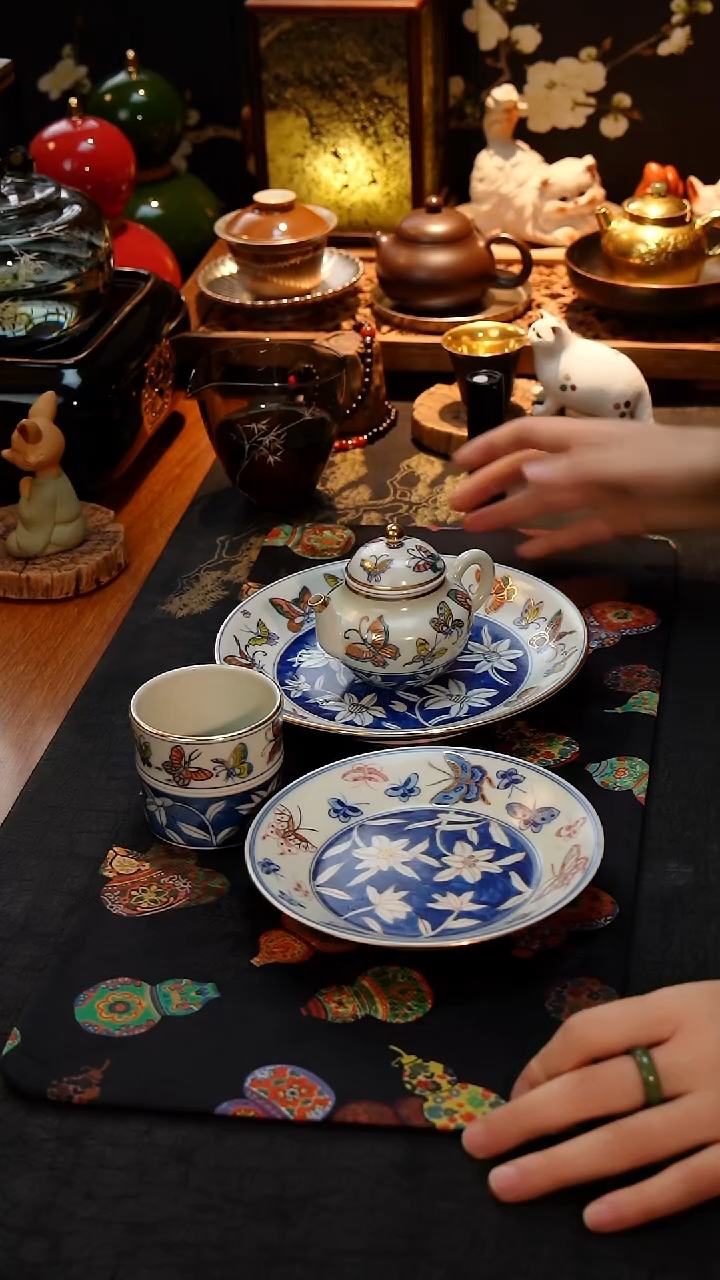 百合壶承+壶承+茶壶+主人杯四件套