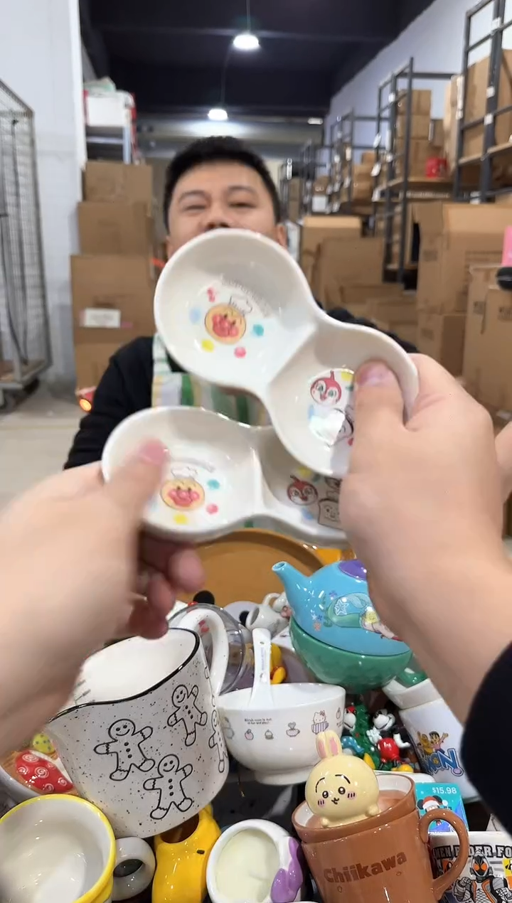 瓷片面包超人花生蘸料碟2件套