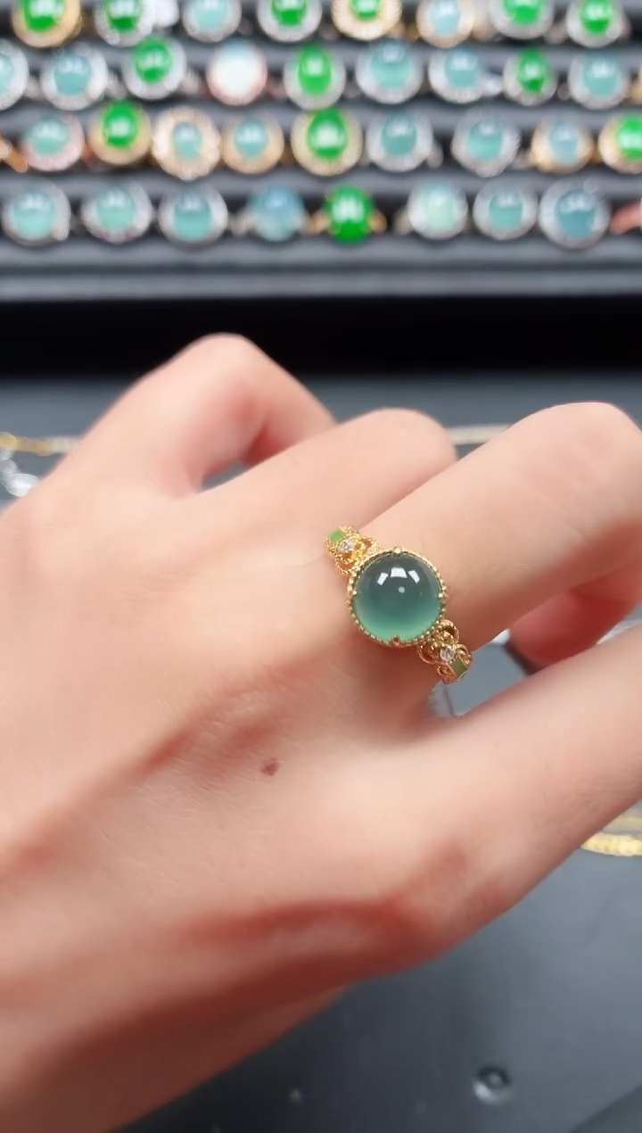 翡翠戒指银S925镶嵌11