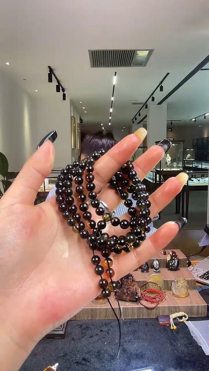 琥珀颈饰未镶嵌缅甸琥珀星际蓝108