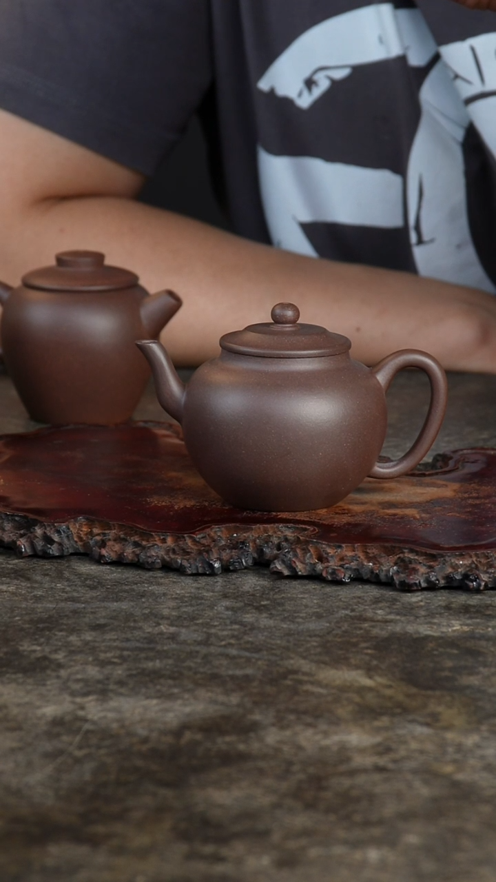 茶壶紫砂太**照老紫泥圆珠壶