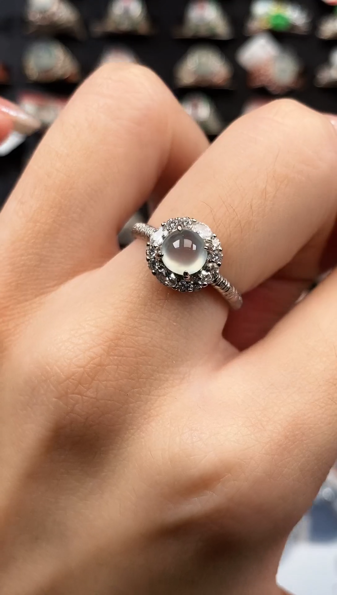 银S925镶嵌戒指翡翠天然A货翡翠118