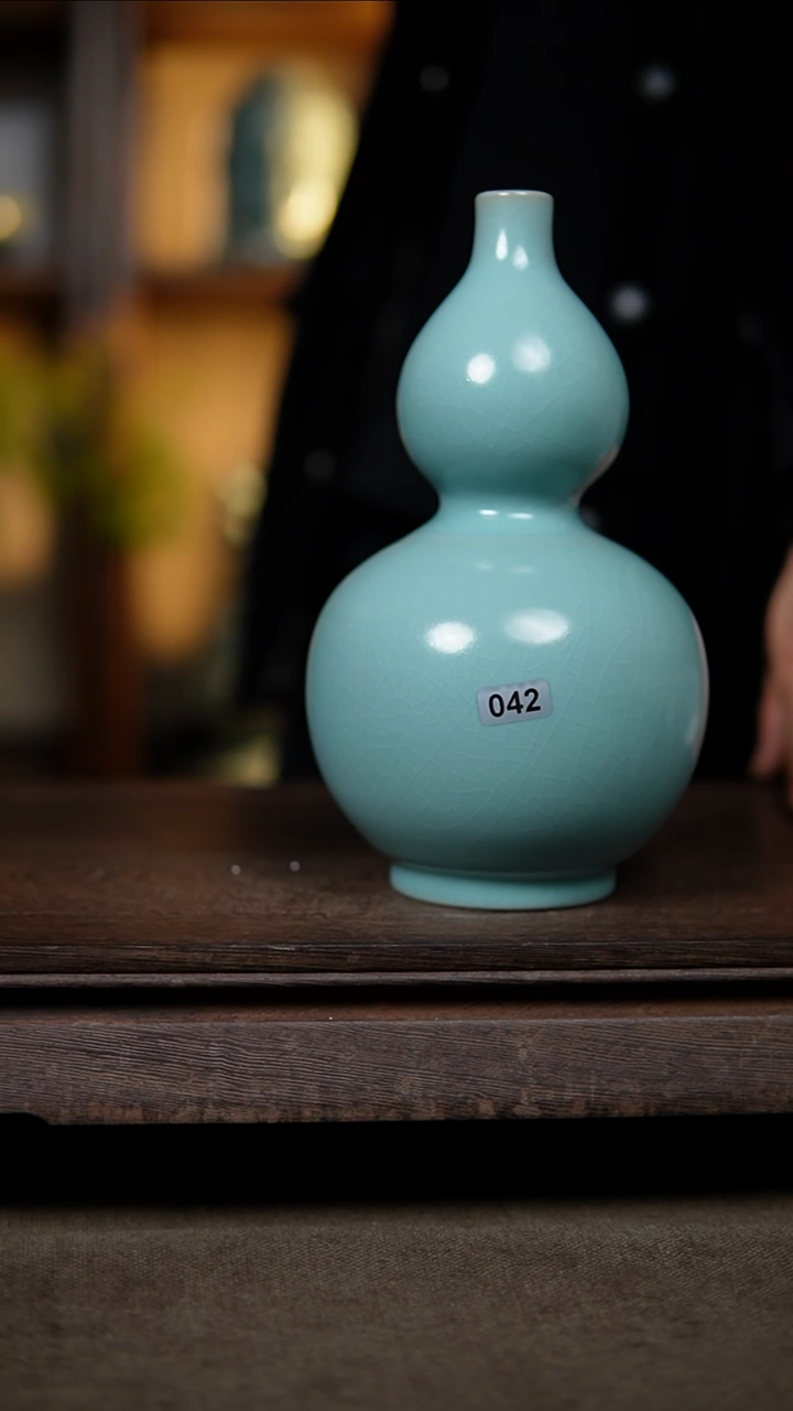 【闪购商品】杯仿古天青纯手工葫芦瓶瑕42