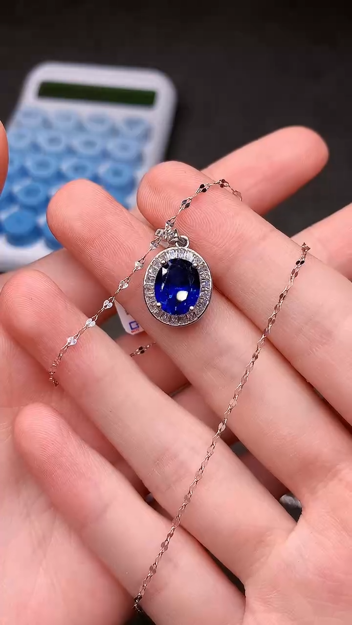 【闪购商品】蓝宝石颈饰银S925镶嵌矢车菊