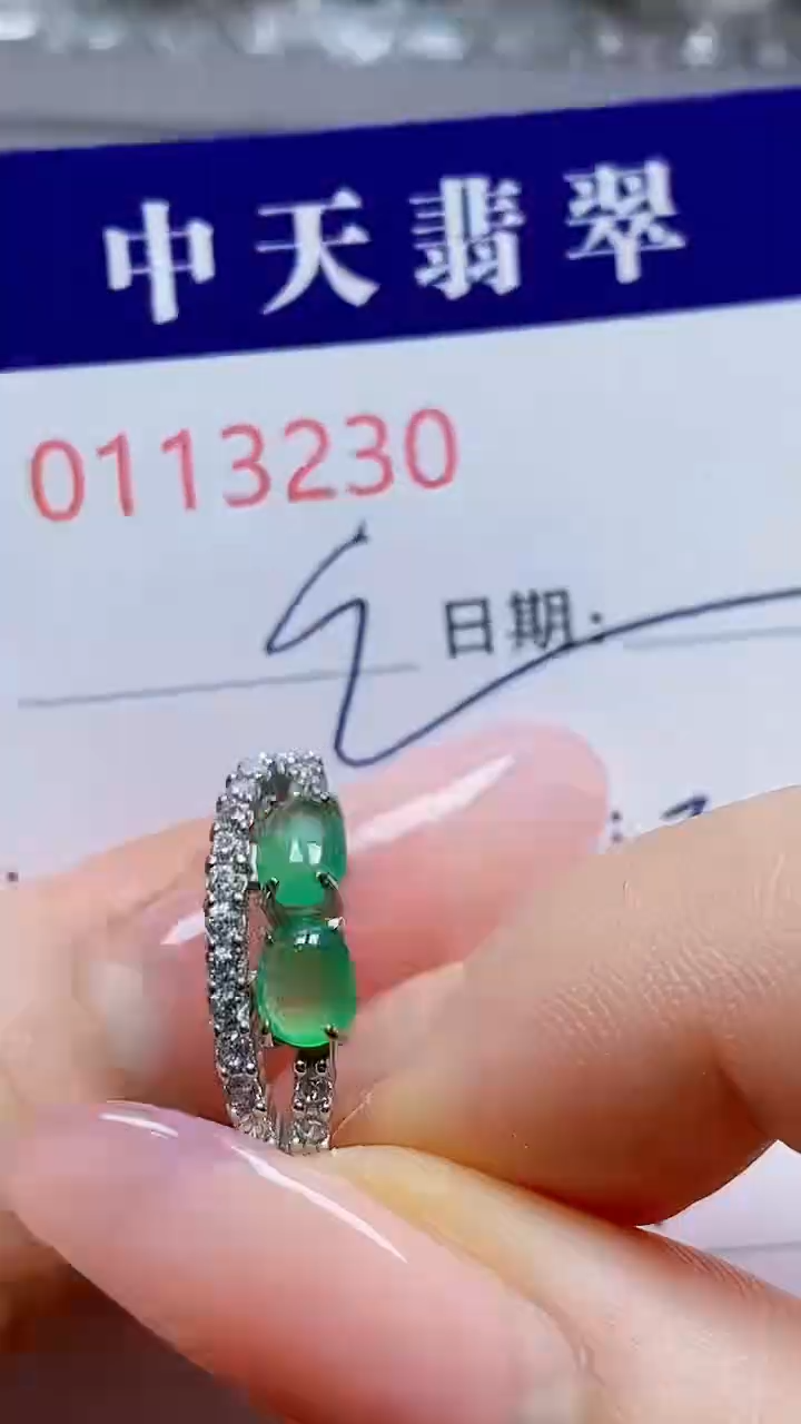 银S925镶嵌戒指翡翠依*3230