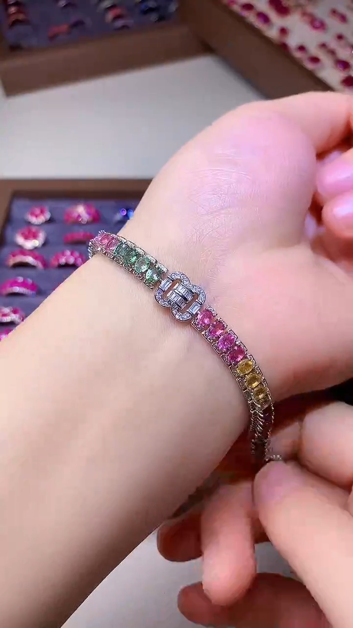 【闪购商品】碧玺手链银S925镶嵌0000