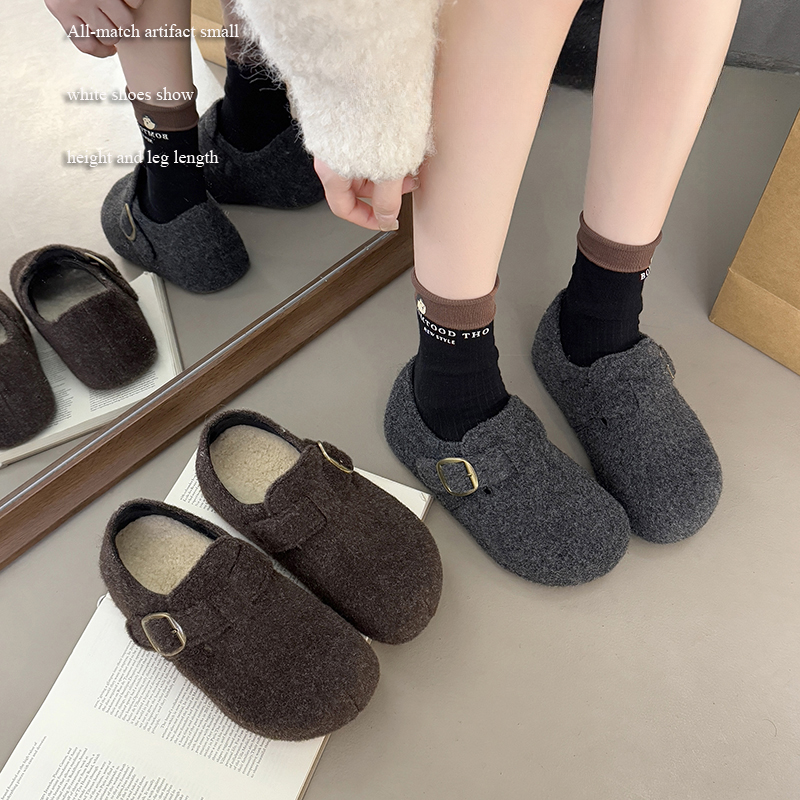 5cm内增高小个子加绒勃肯鞋女鞋子2025秋冬季保暖棉鞋毛毛博肯鞋