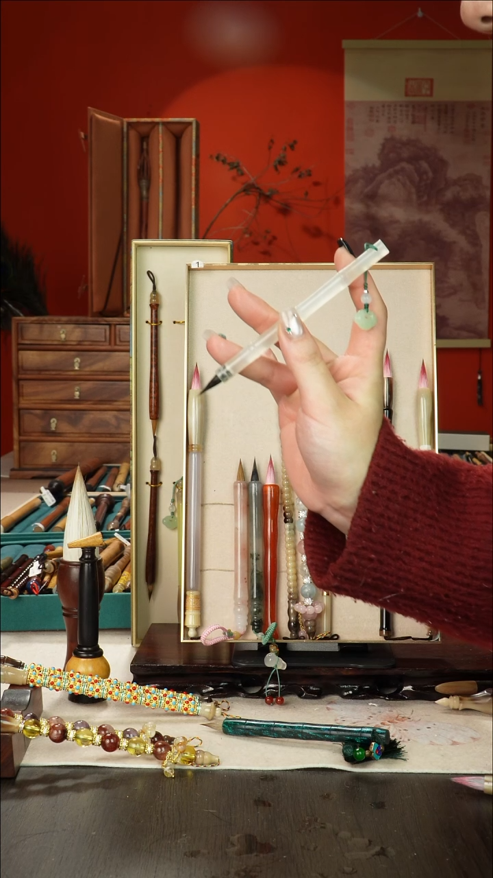 219号闪孤品高货毛笔链接 清水试笔 蘸墨不退