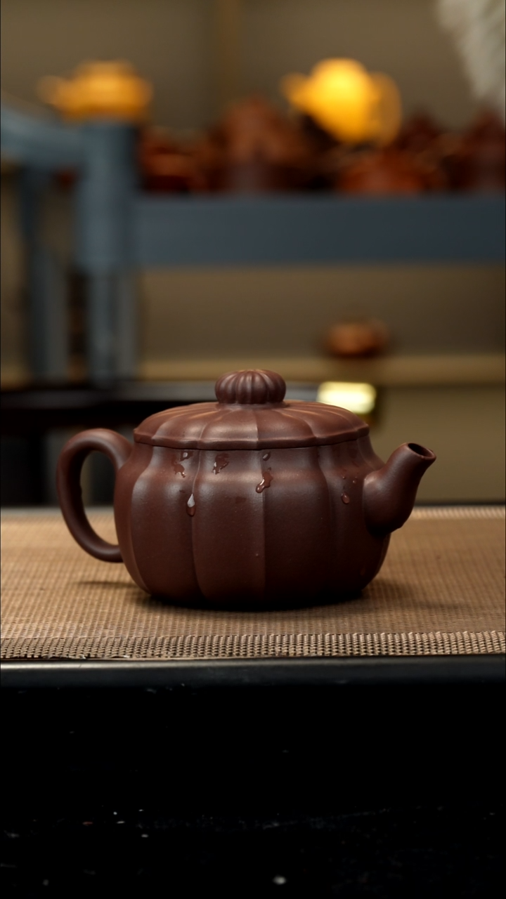 紫砂茶盏紫泥筋纹和韵190CC