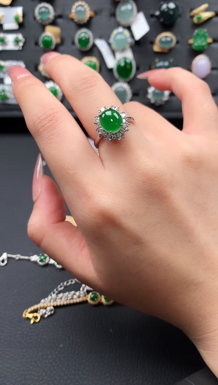【闪购商品】翡翠戒指银S925镶嵌513241